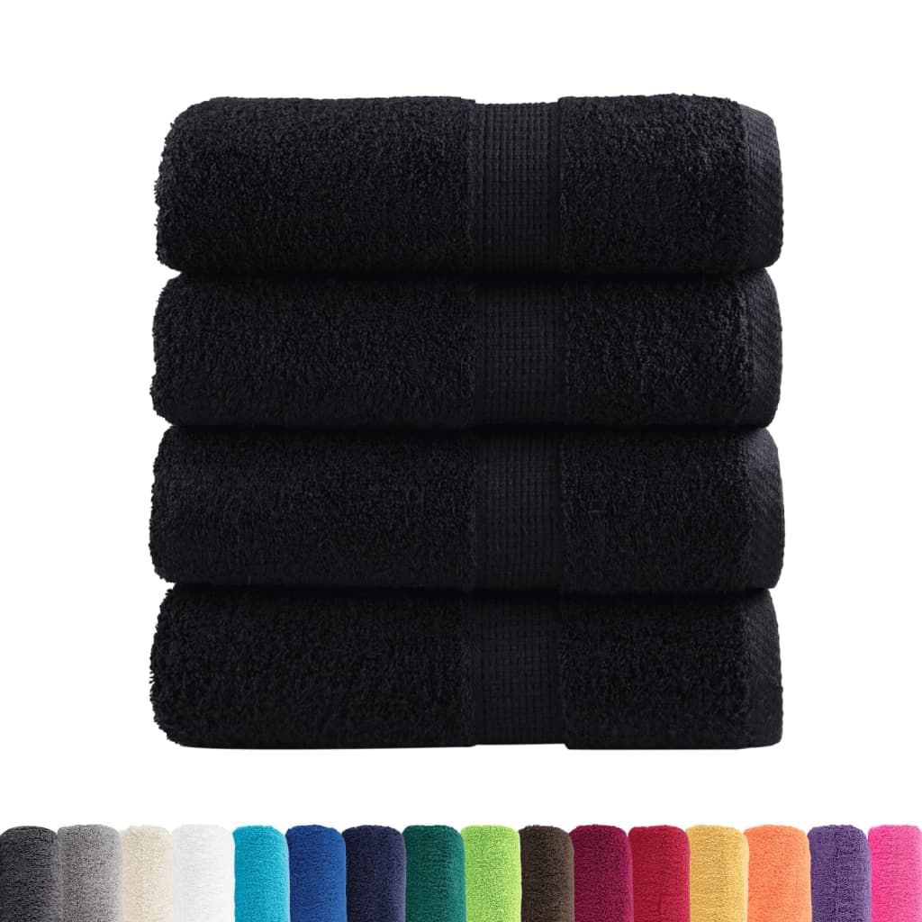 Premium gjestehåndklær SOLUND 4 stk svart 30x50 cm 600 g/m2