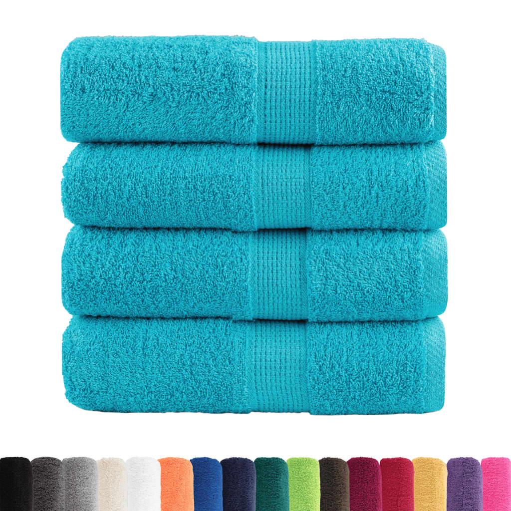 Premium gjestehåndklær SOLUND 4 stk turkis 30x50 cm 600 g/m2