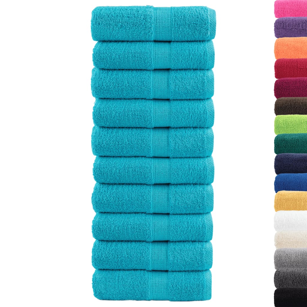 Premium gjestehåndklær SOLUND 10 stk turkis 30x50 cm 600 g/m2