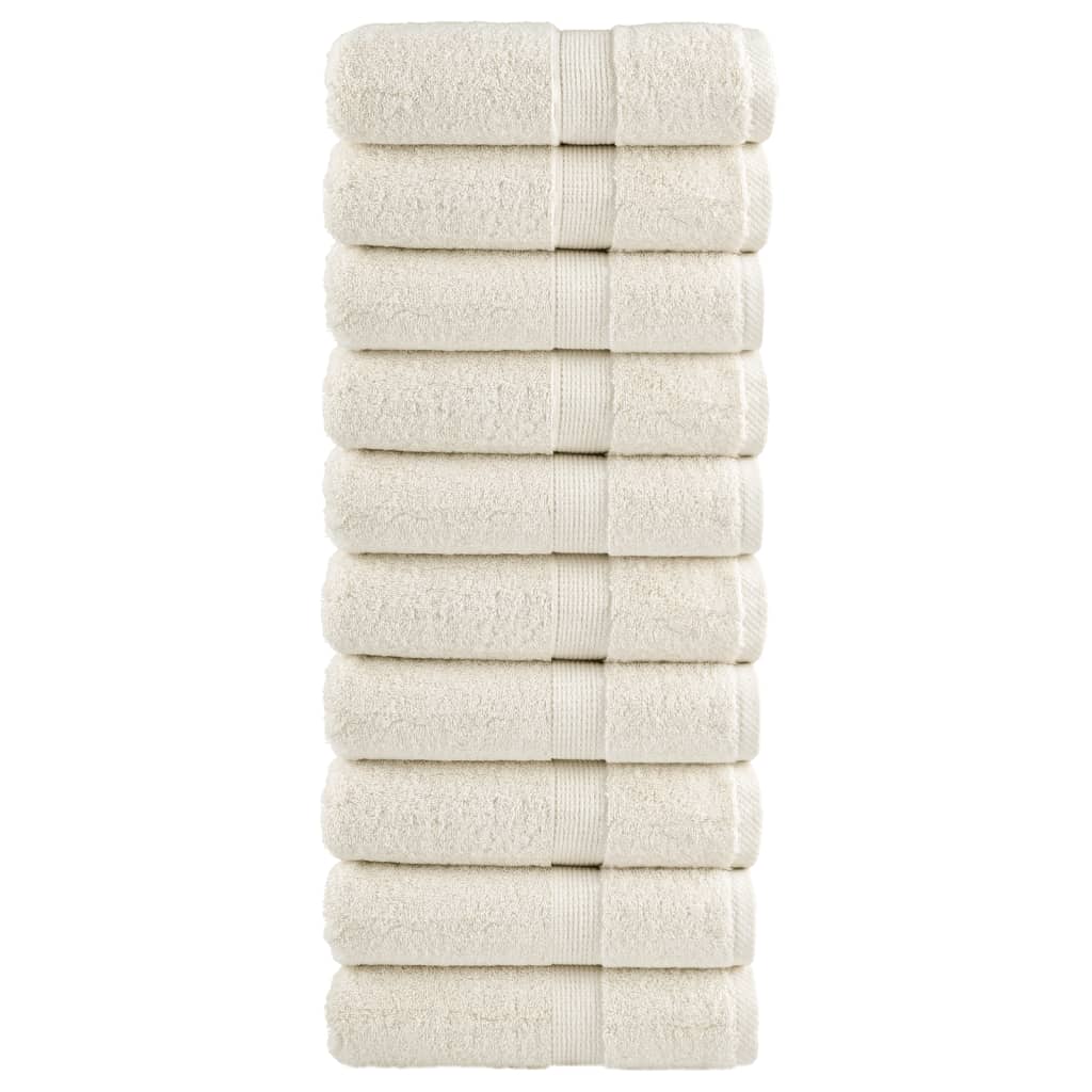 Premium vaskehåndklær SOLUND 10 stk kremfargede 30x30 cm 600 gsm