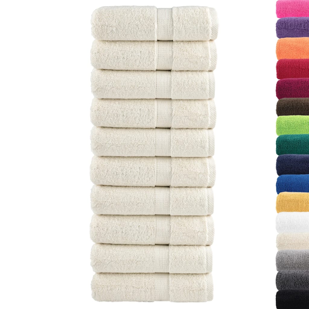 Premium vaskehåndklær SOLUND 10 stk kremfargede 30x30 cm 600 gsm