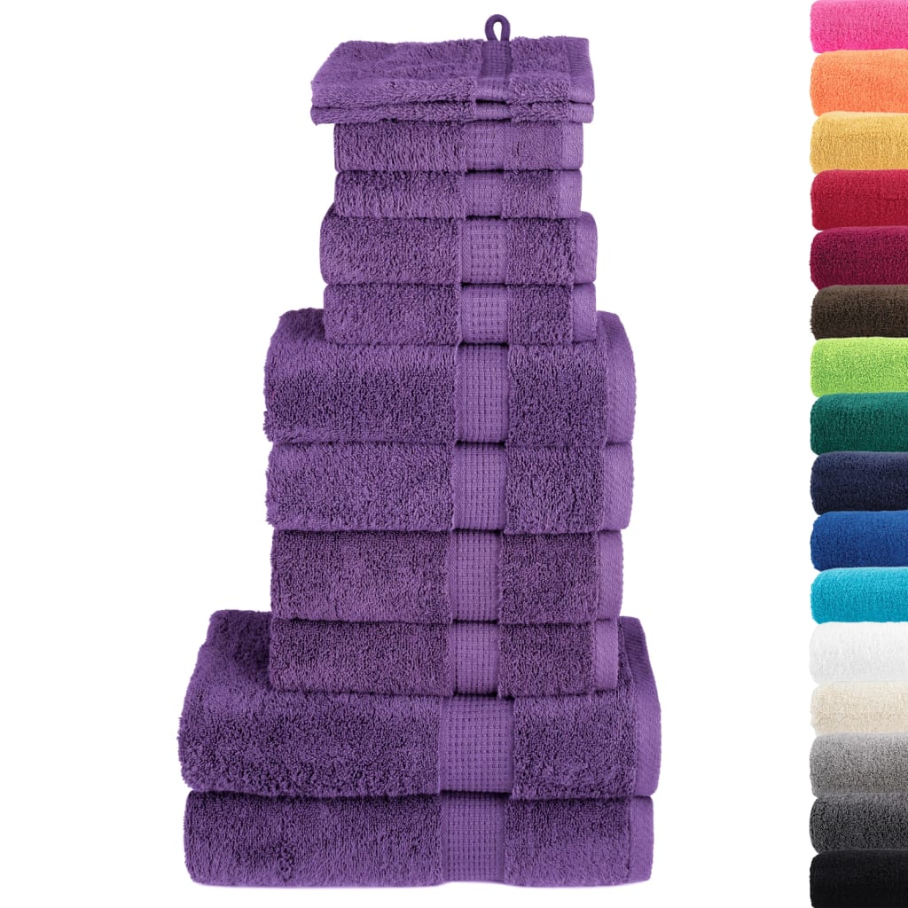 Premium håndklesett 12 deler SOLUND lilla 600 g/m2