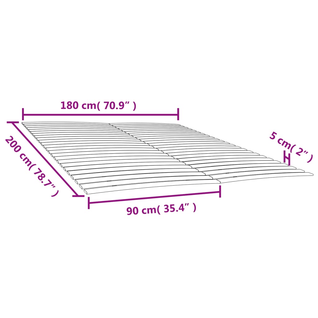 Sengebunnsutskiftning med 48 lameller 2 stk 90x200 cm