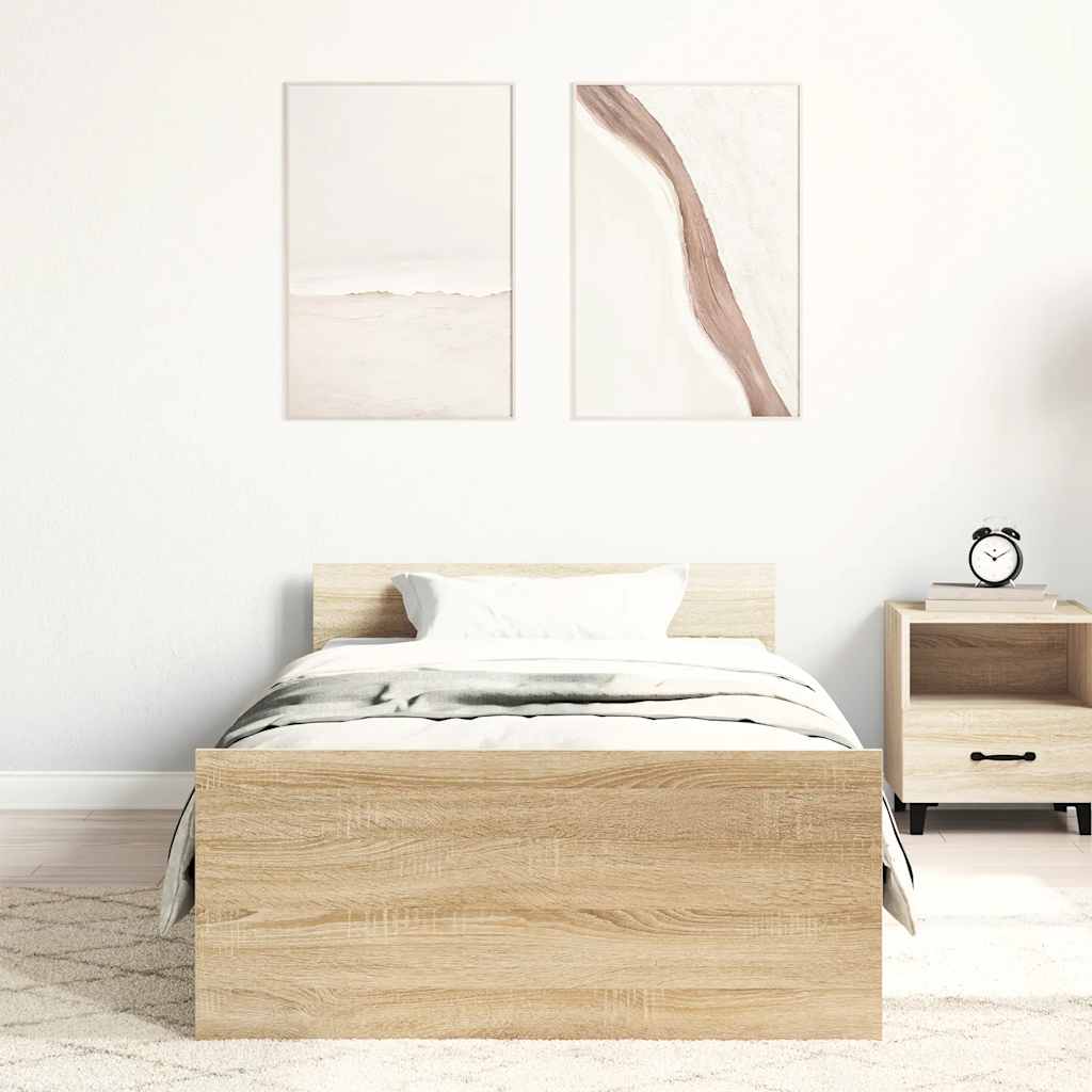 Sengeramme uten madrass sonoma eik 90x190 cm konstruert tre
