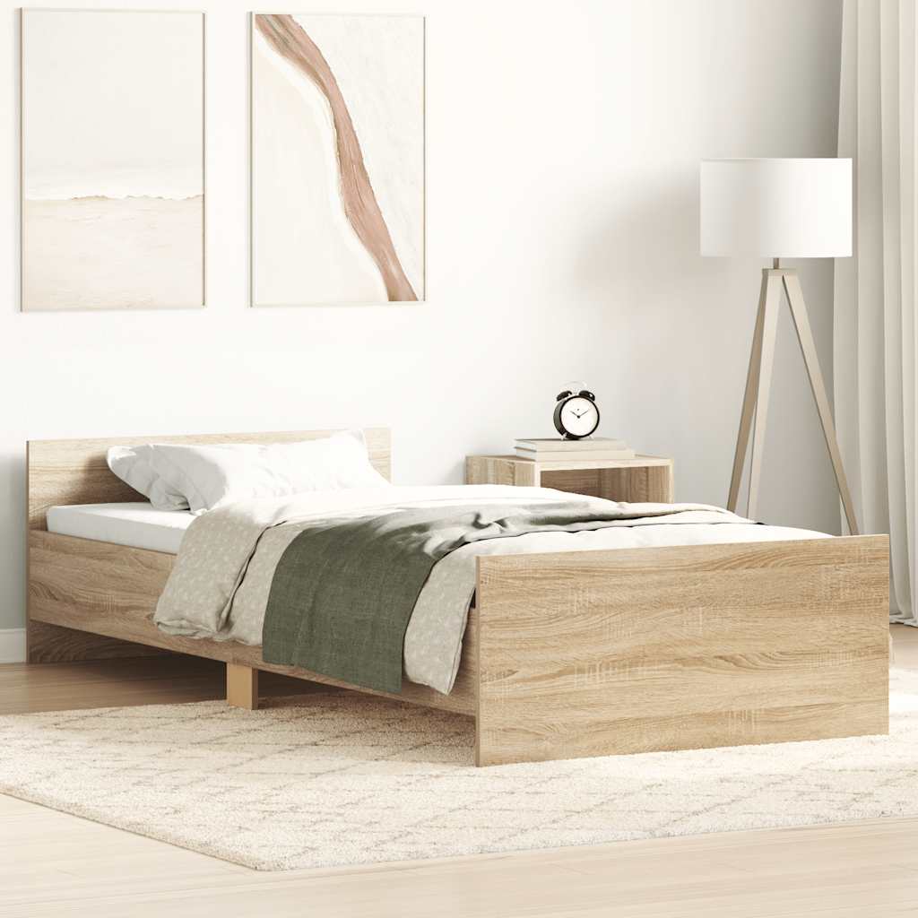 Sengeramme uten madrass sonoma eik 90x190 cm konstruert tre