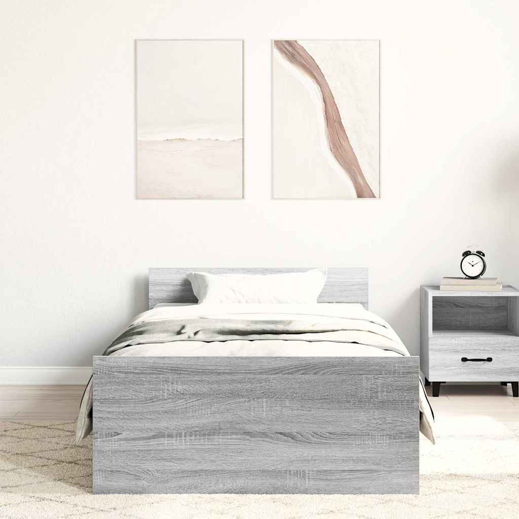 Sengeramme grå sonoma 90x190 cm konstruert tre