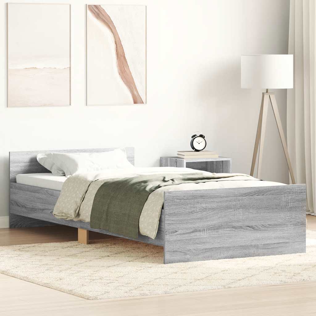 Sengeramme grå sonoma 90x190 cm konstruert tre