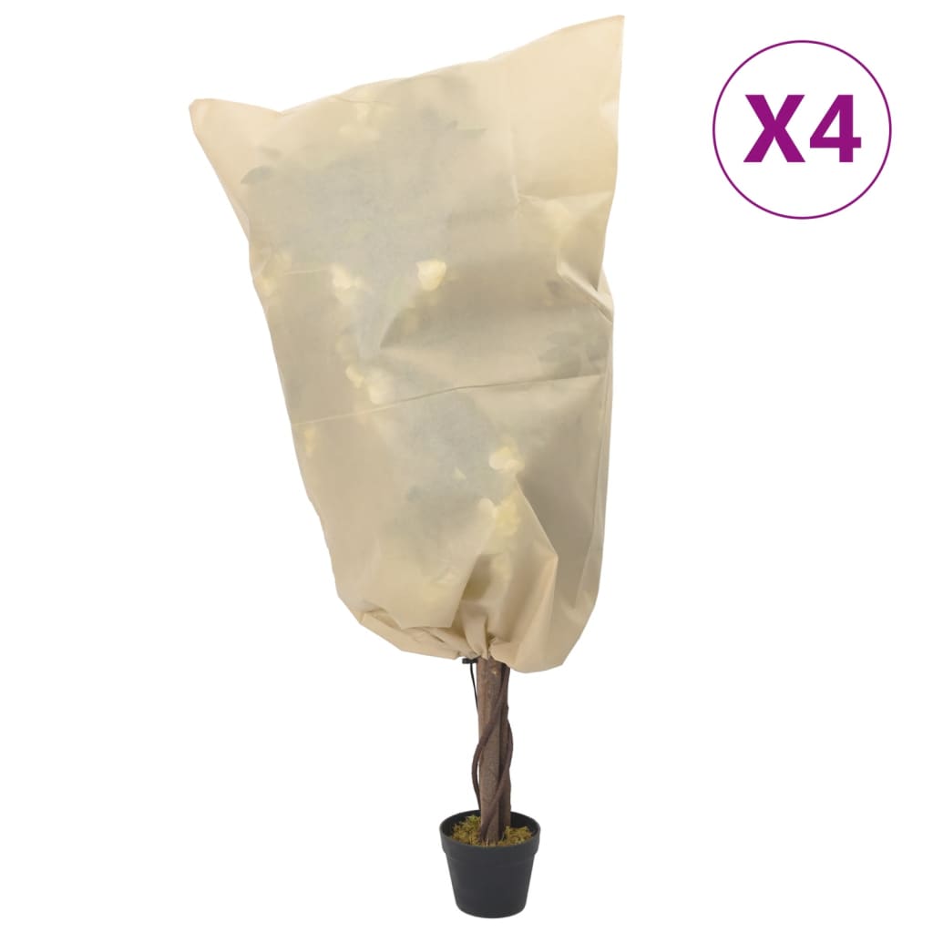 Plantefleecetrekk med snor 4 stk 70 g/m² 0,8x0,8 m