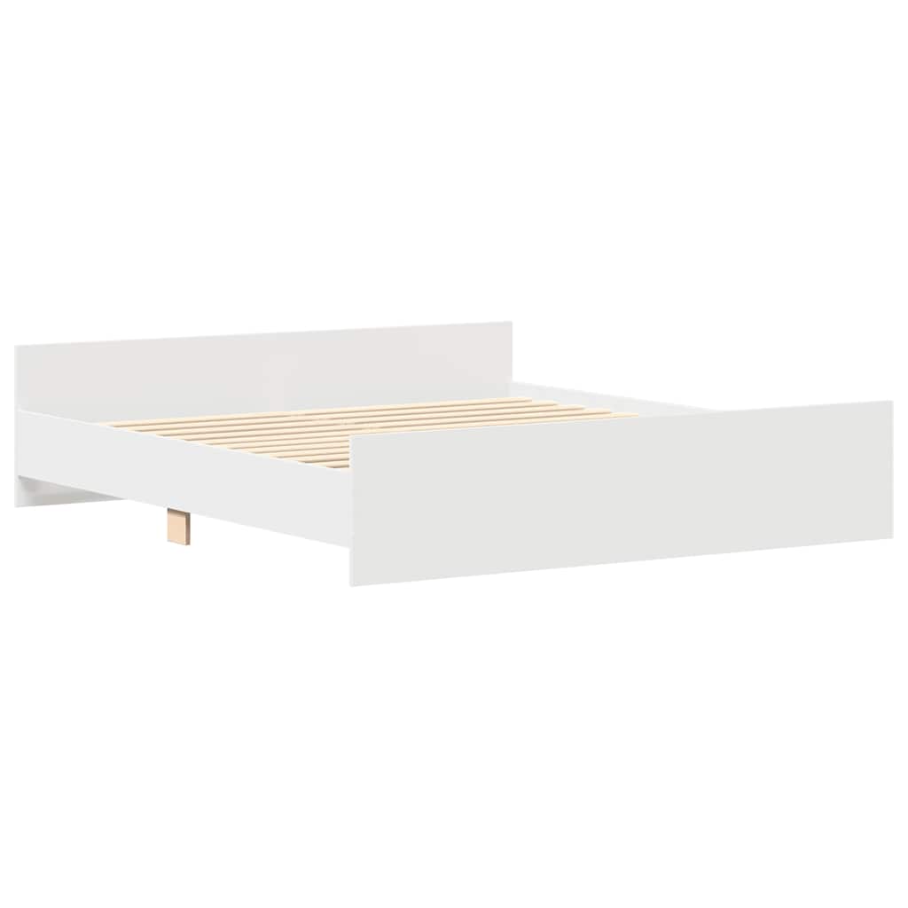 Sengeramme med hode- og fotgavl hvit 200x200 cm
