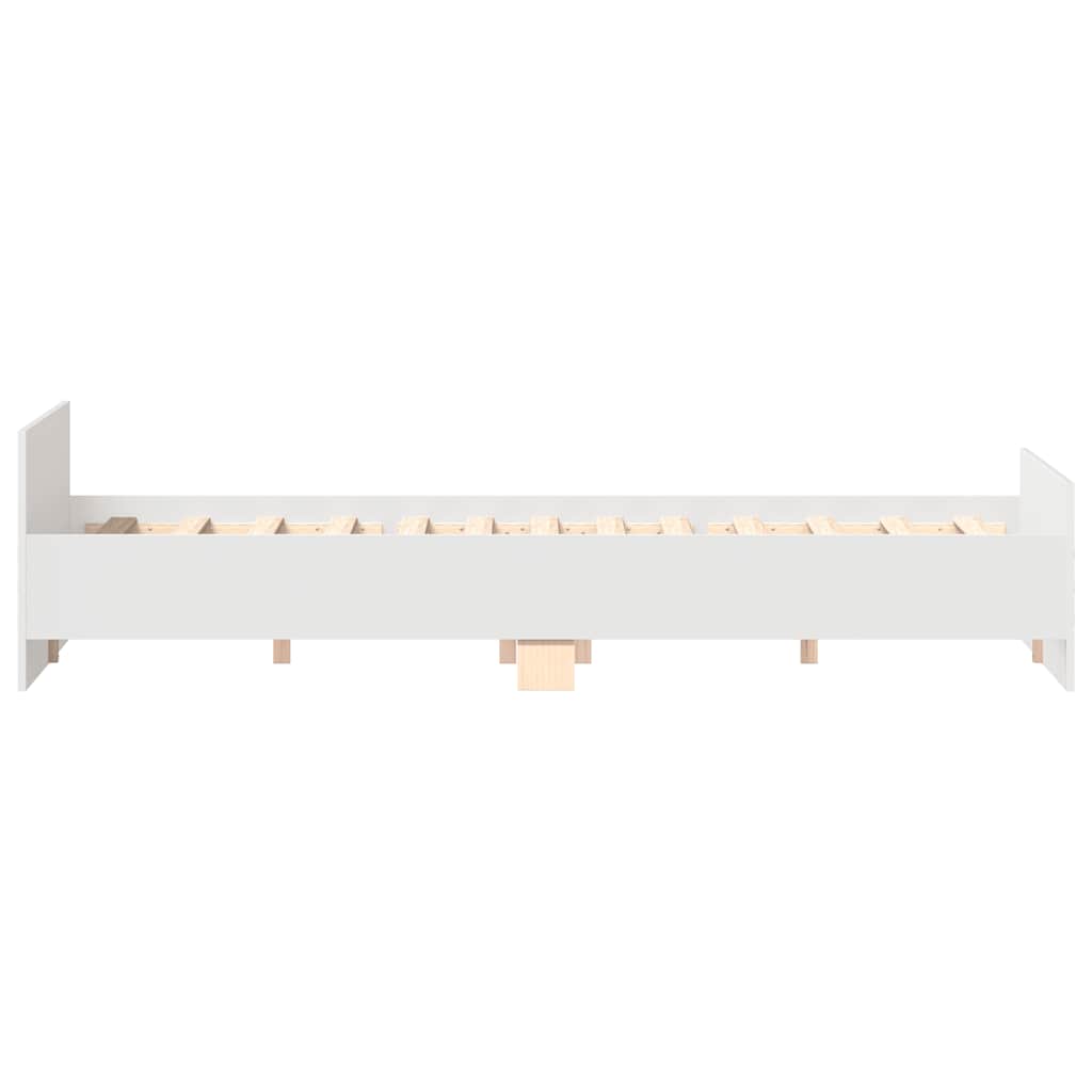Sengeramme med hode- og fotgavl hvit 200x200 cm