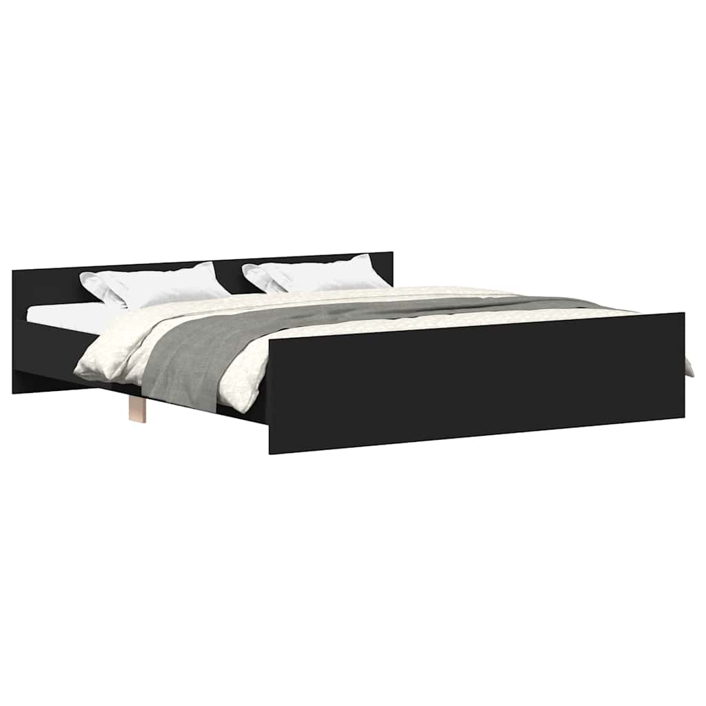 Sengeramme med hode- og fotgavl svart 200x200 cm