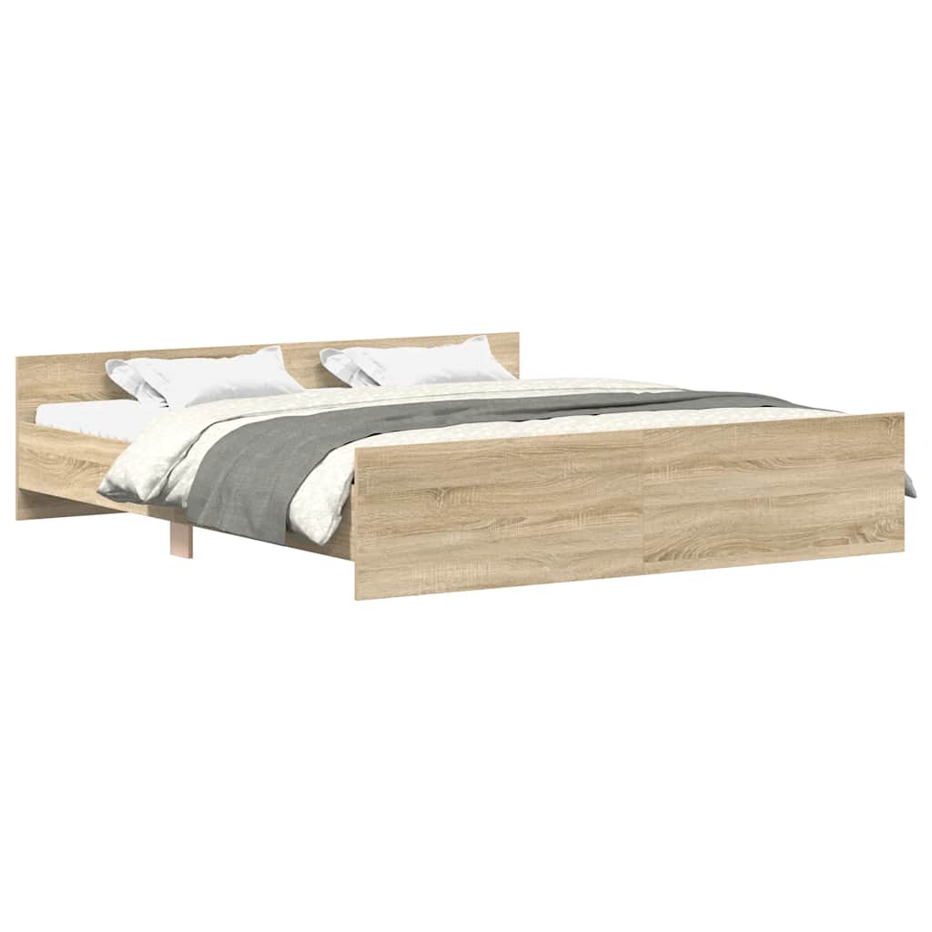 Sengeramme med hode- og fotgavl sonoma eik 200x200 cm