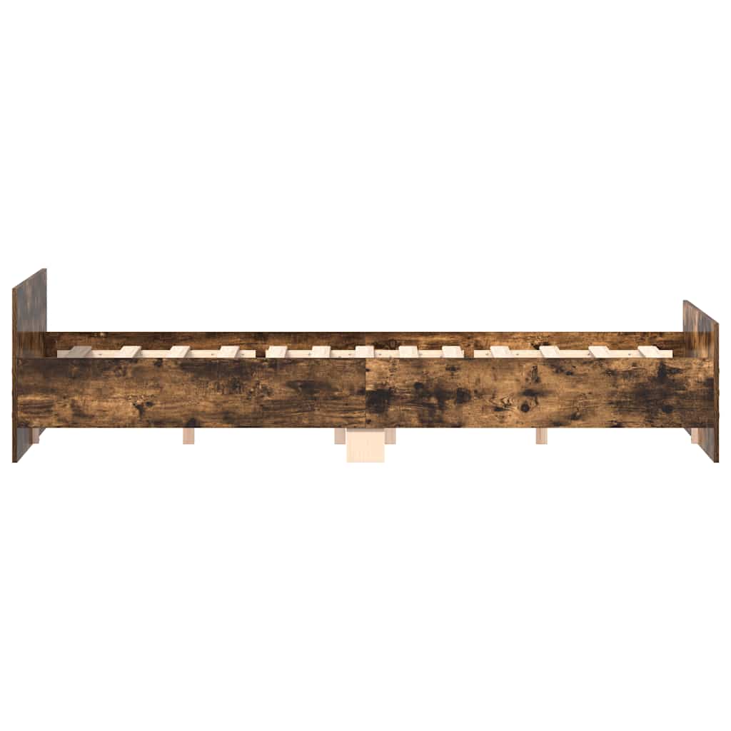Sengeramme med hode- og fotgavl røkt eik 200x200 cm