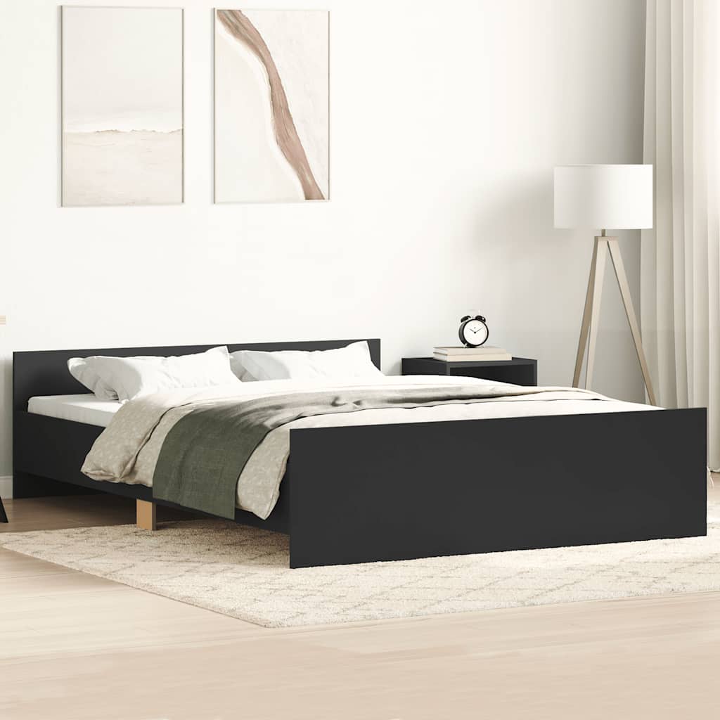 Sengeramme med hode- og fotgavl svart 120x200 cm