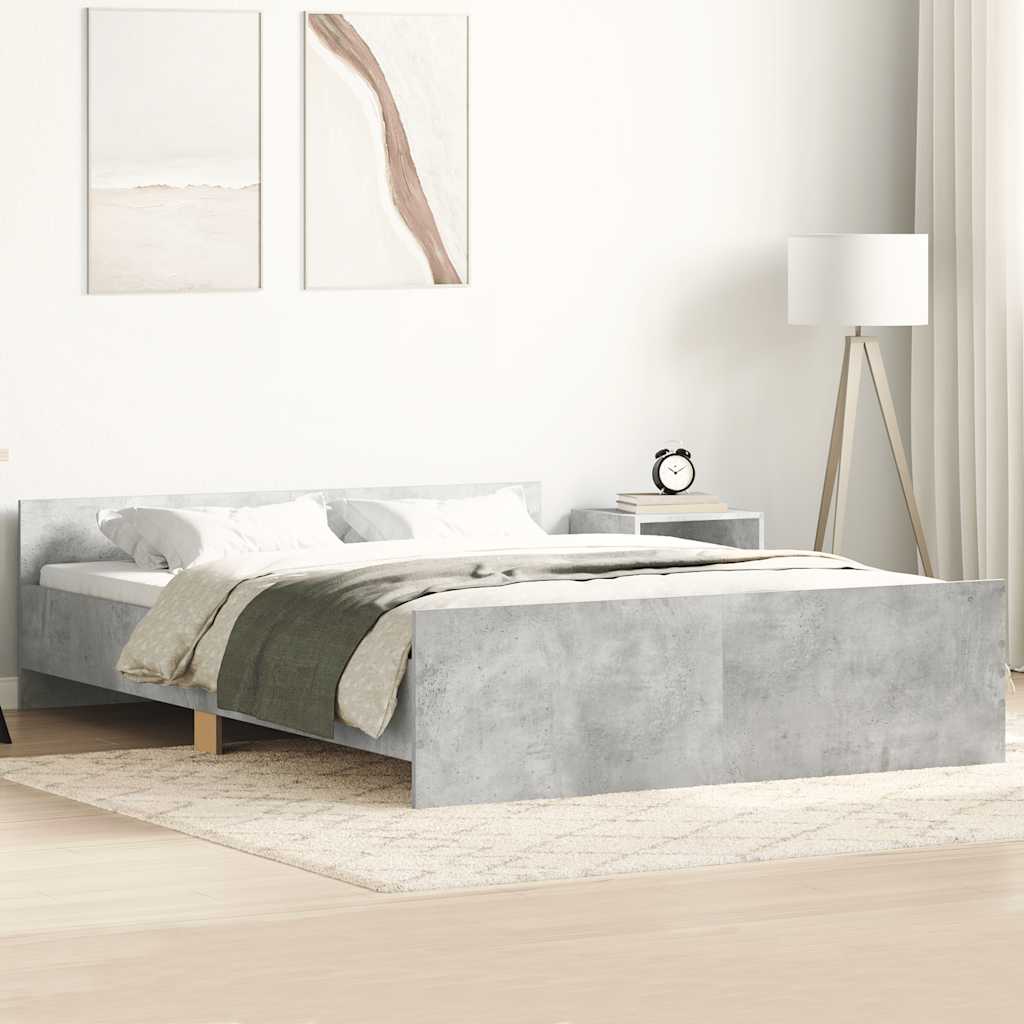 Sengeramme med hode- og fotgavl betonggrå 140x200 cm