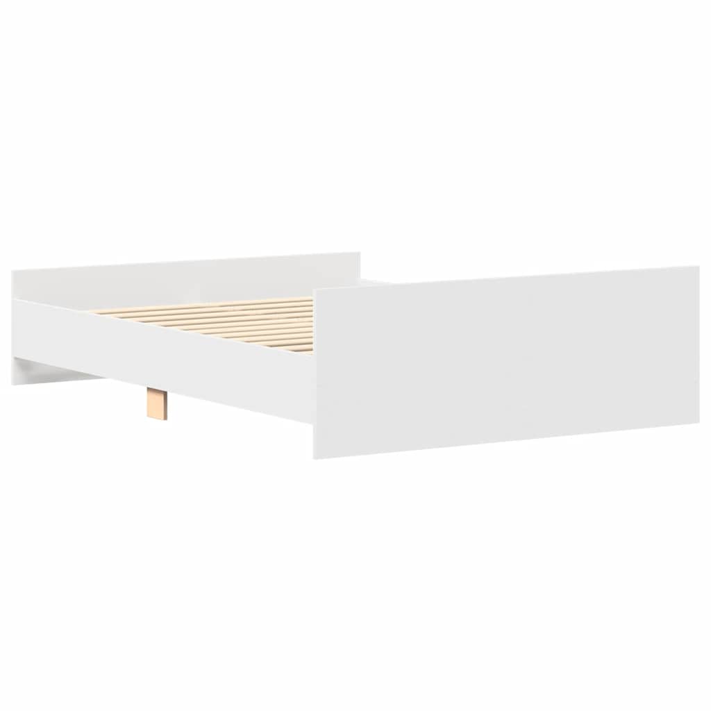 Sengeramme med hode- og fotgavl hvit 150x200 cm
