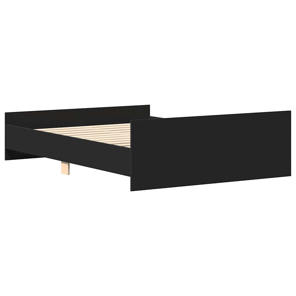 Sengeramme med hode- og fotgavl svart 150x200 cm