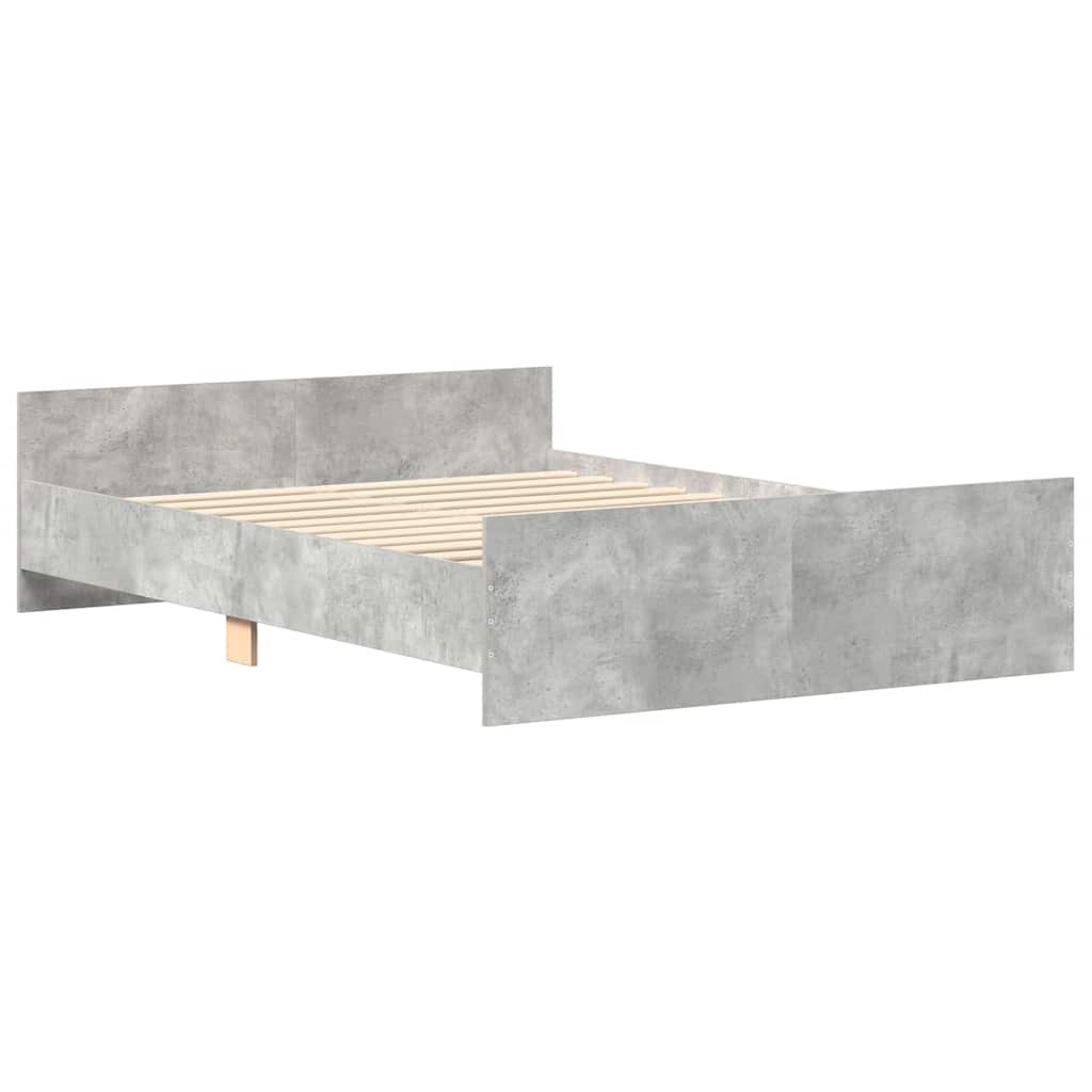 Sengeramme med hode- og fotgavl betonggrå 150x200 cm