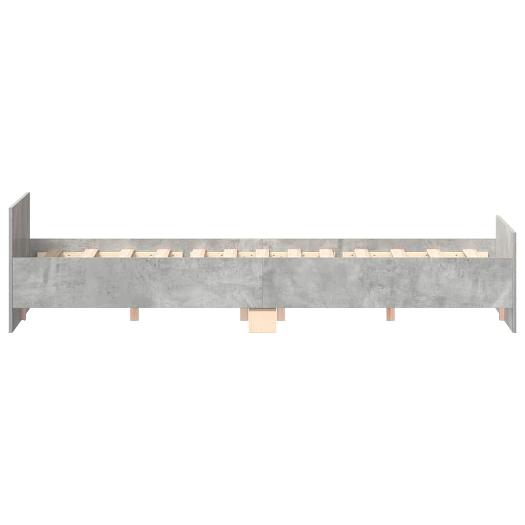 Sengeramme med hode- og fotgavl betonggrå 150x200 cm