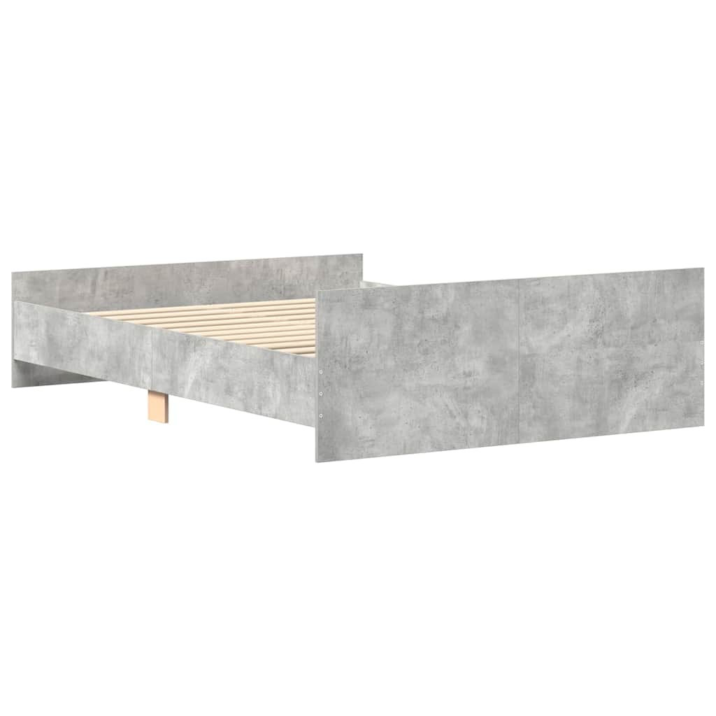 Sengeramme med hode- og fotgavl betonggrå 150x200 cm