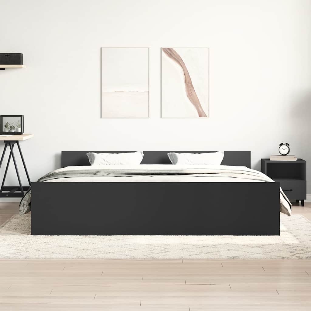 Sengeramme med hode- og fotgavl svart 160x200 cm