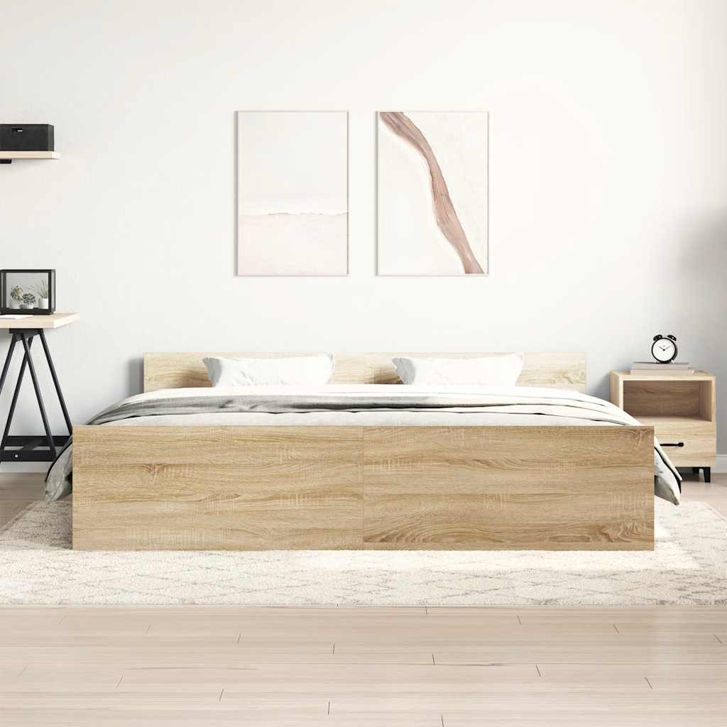Sengeramme med hode- og fotgavl sonoma eik 160x200 cm