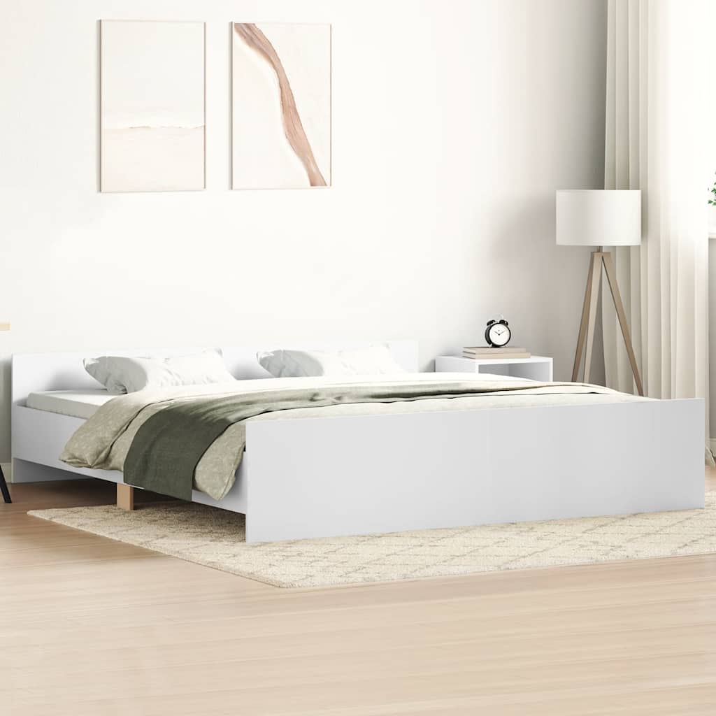 Sengeramme med hode- og fotgavl hvit 180x200 cm