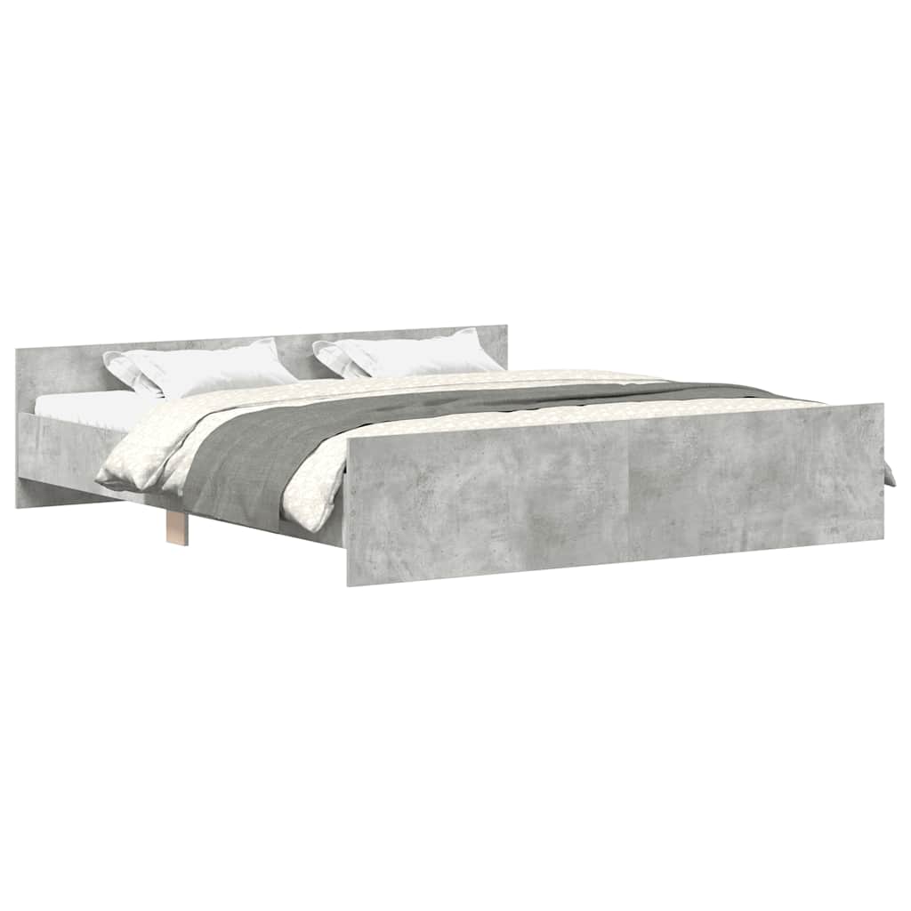 Sengeramme med hode- og fotgavl betonggrå 180x200 cm