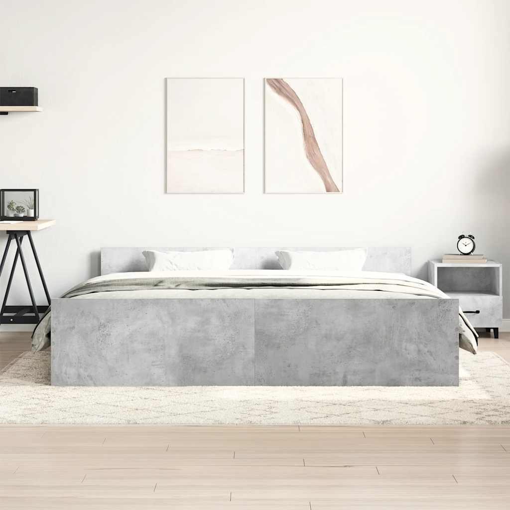 Sengeramme med hode- og fotgavl betonggrå 180x200 cm