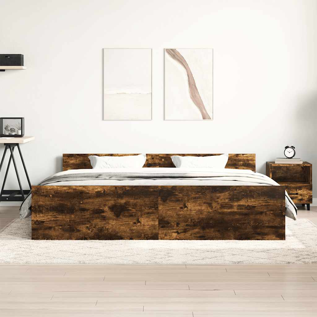 Sengeramme med hode- og fotgavl røkt eik 180x200 cm