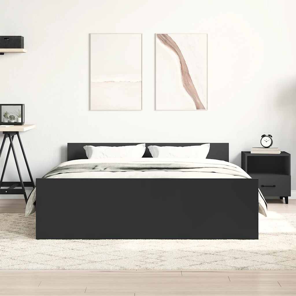 Sengeramme med hode- og fotgavl svart 120x190 cm