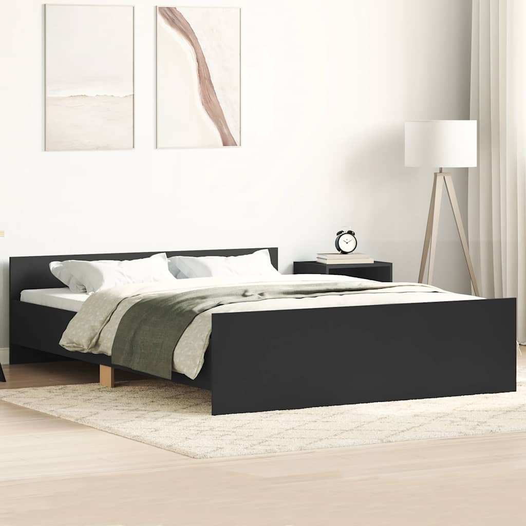 Sengeramme med hode- og fotgavl svart 120x190 cm