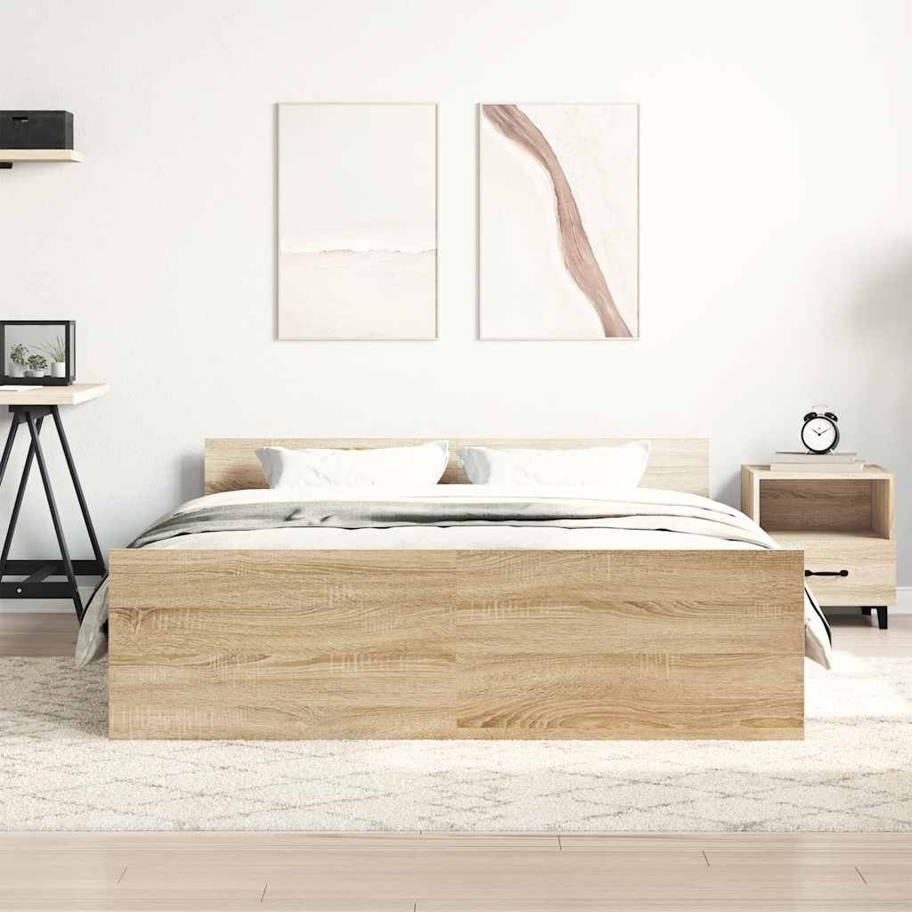Sengeramme med hode- og fotgavl sonoma eik 120x190 cm