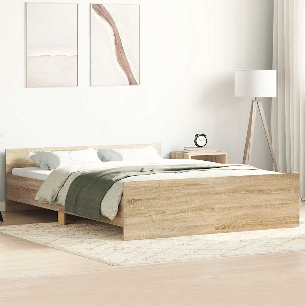 Sengeramme med hode- og fotgavl sonoma eik 120x190 cm