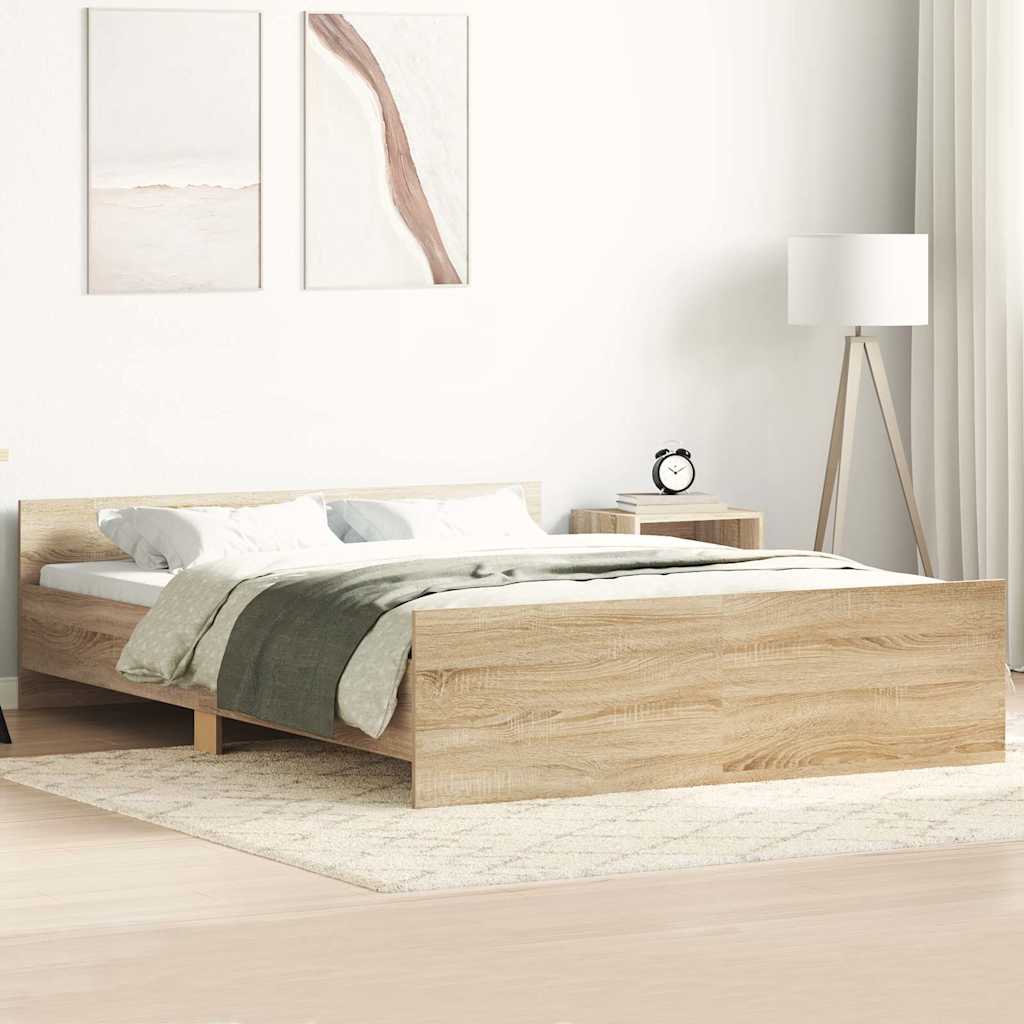 Sengeramme med hode- og fotgavl sonoma eik 140x190 cm