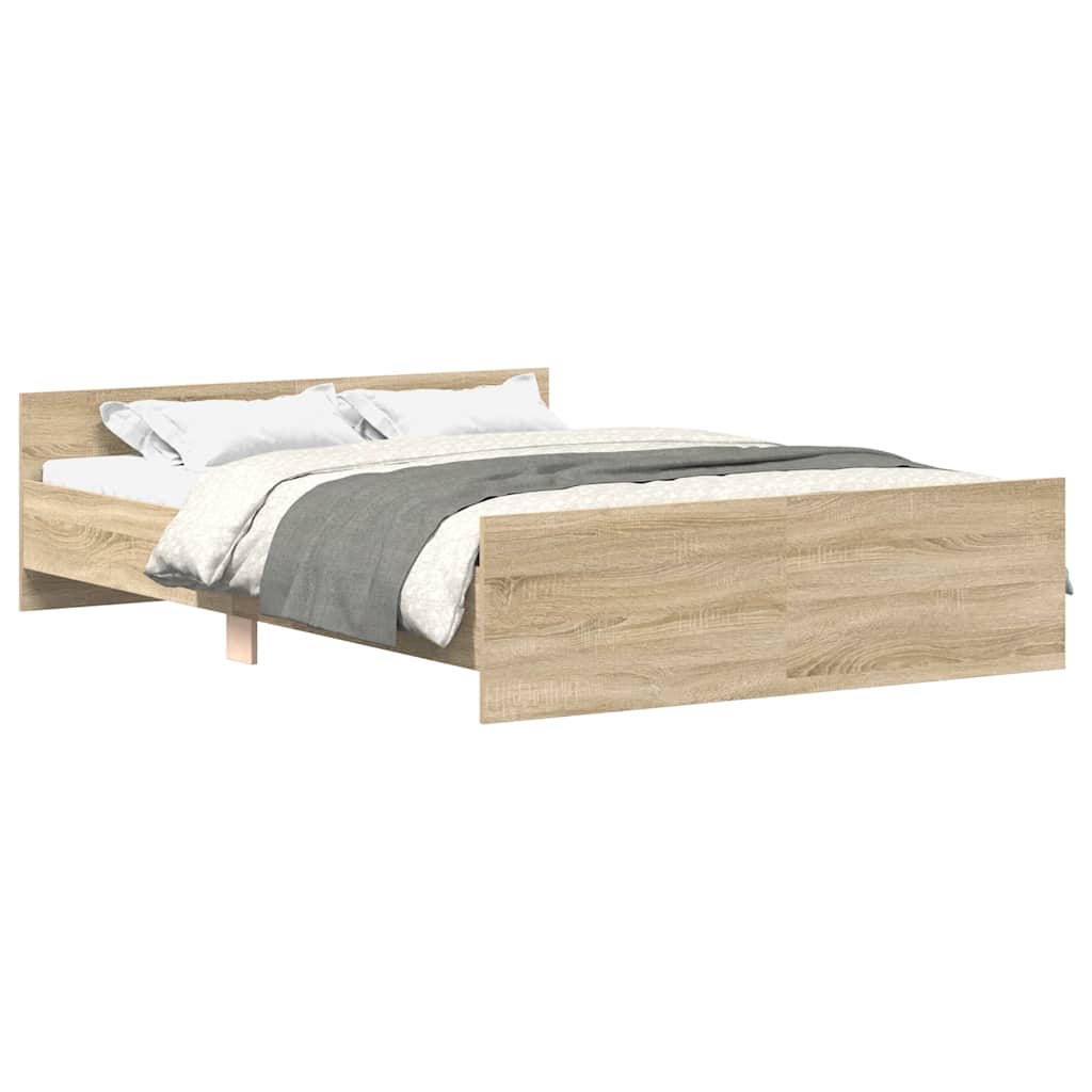 Sengeramme med hode- og fotgavl sonoma eik 135x190 cm