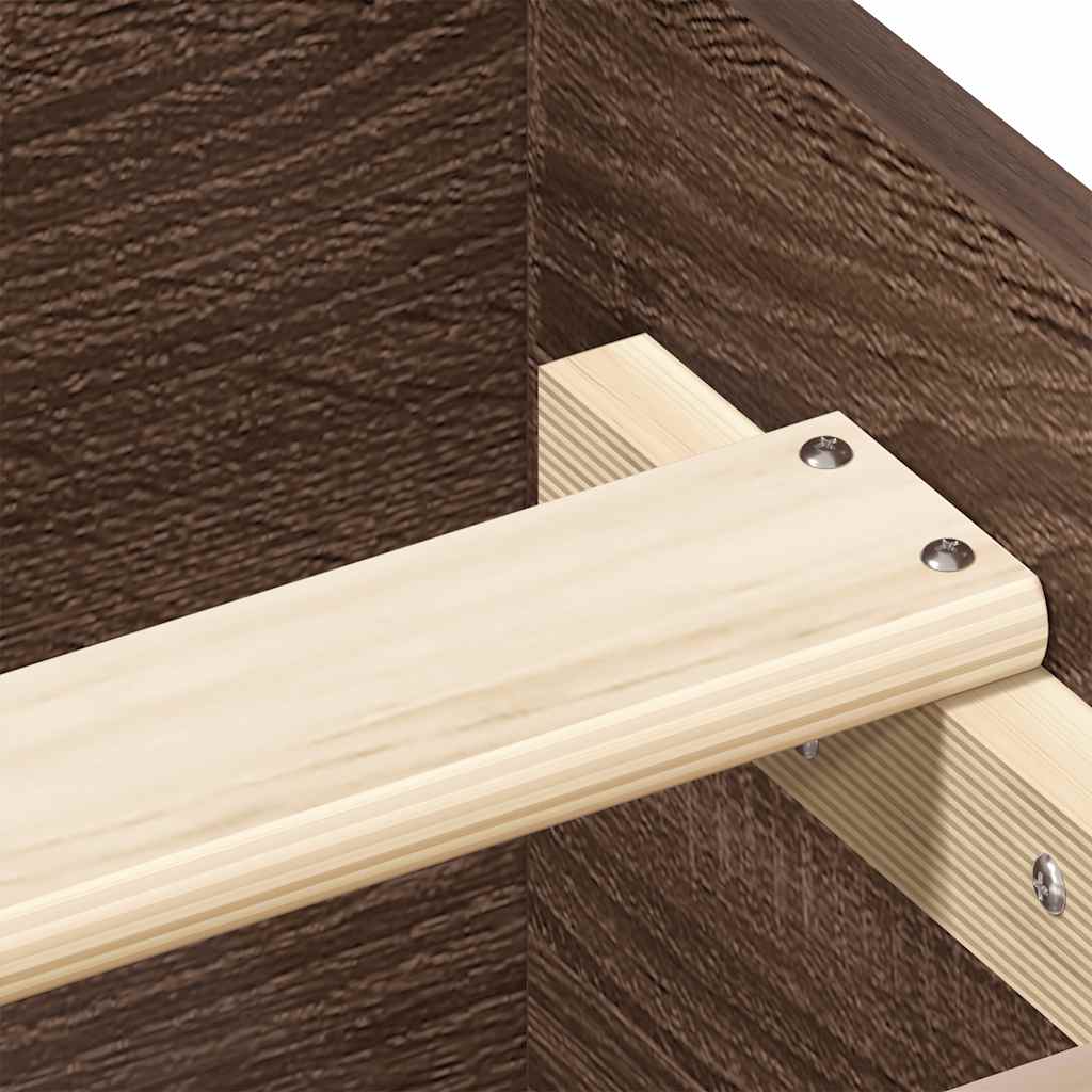 Sengeramme med hode- og fotgavl brun eik 135x190 cm