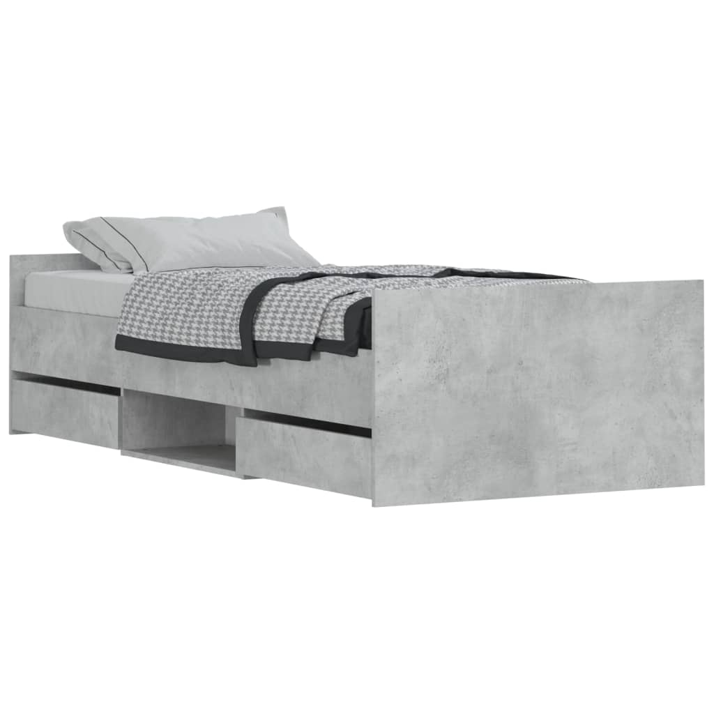Sengeramme med hode- og fotgavl betonggrå 100x200 cm
