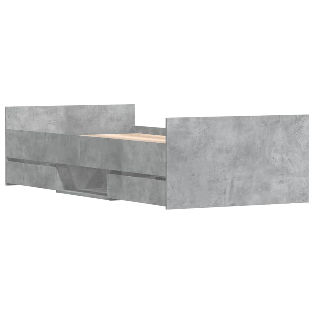 Sengeramme med hode- og fotgavl betonggrå 100x200 cm