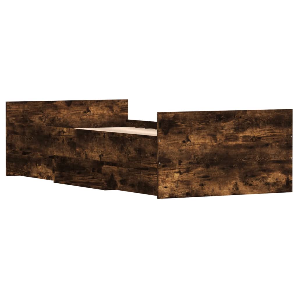 Sengeramme med hode- og fotgavl røkt eik 100x200 cm