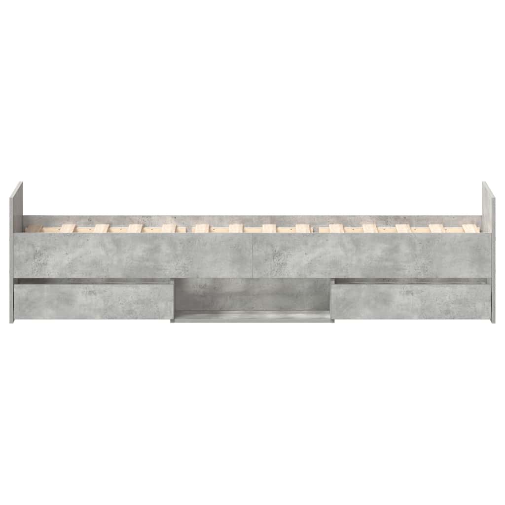 Sengeramme med hode- og fotgavl betonggrå 90x190 cm