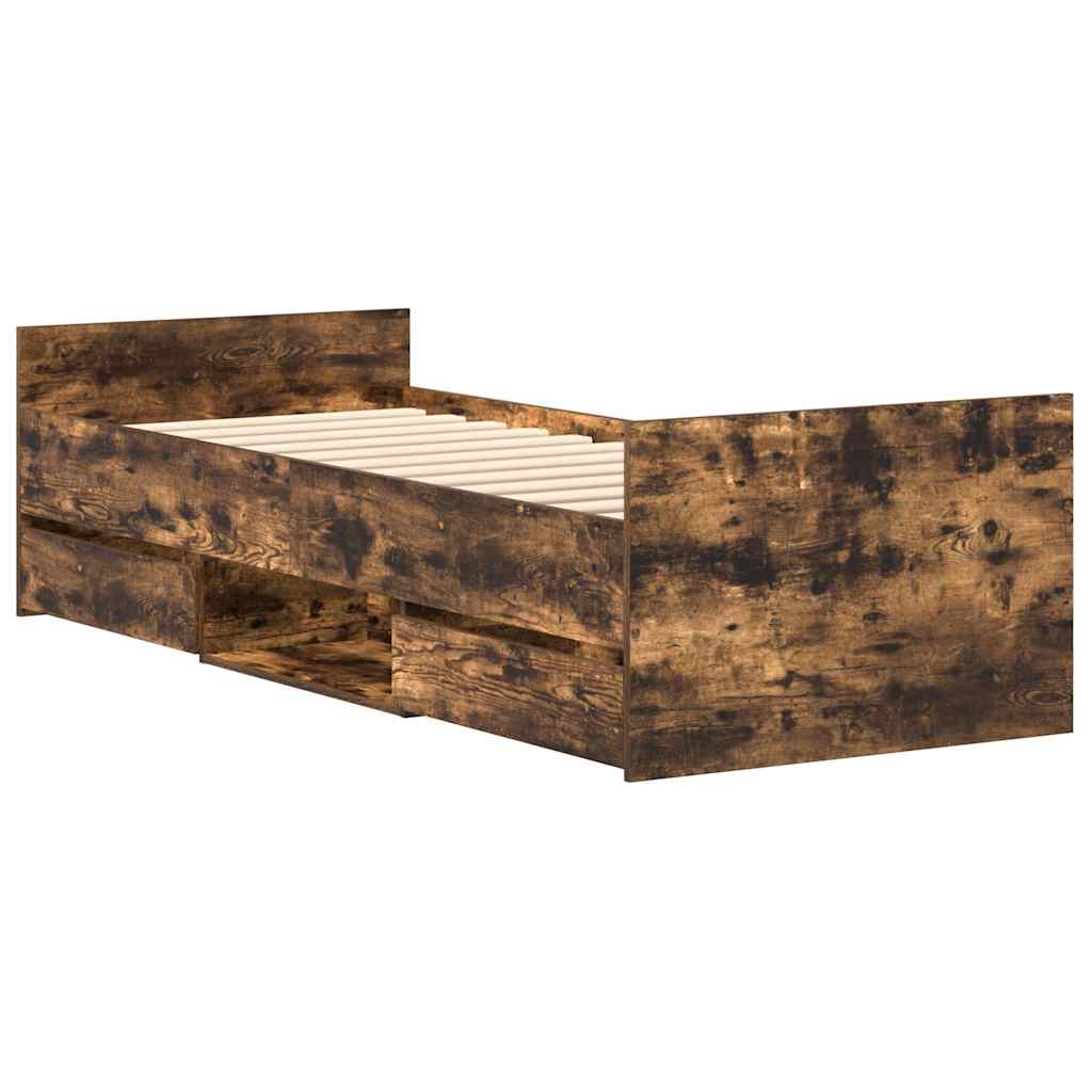 Sengeramme med hode- og fotgavl røkt eik 90x190 cm
