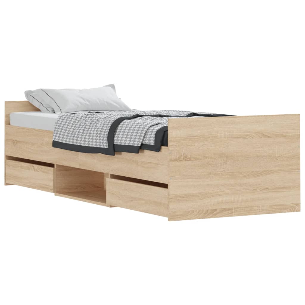 Sengeramme med hode- og fotgavl sonoma eik 75x190 cm