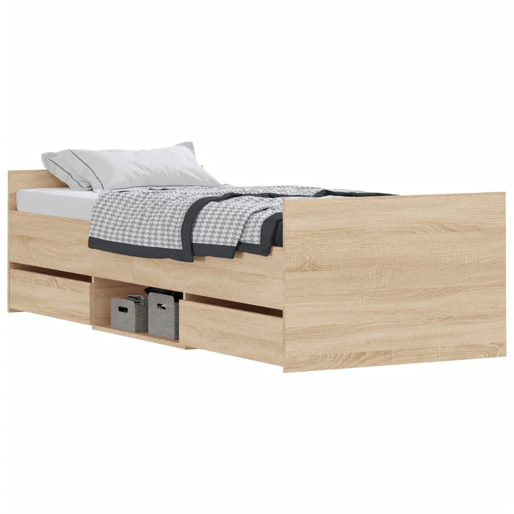 Sengeramme med hode- og fotgavl sonoma eik 75x190 cm