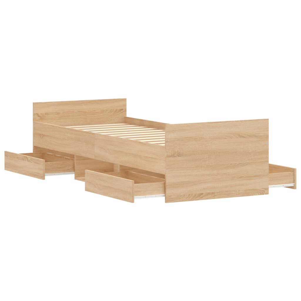 Sengeramme med hode- og fotgavl sonoma eik 75x190 cm