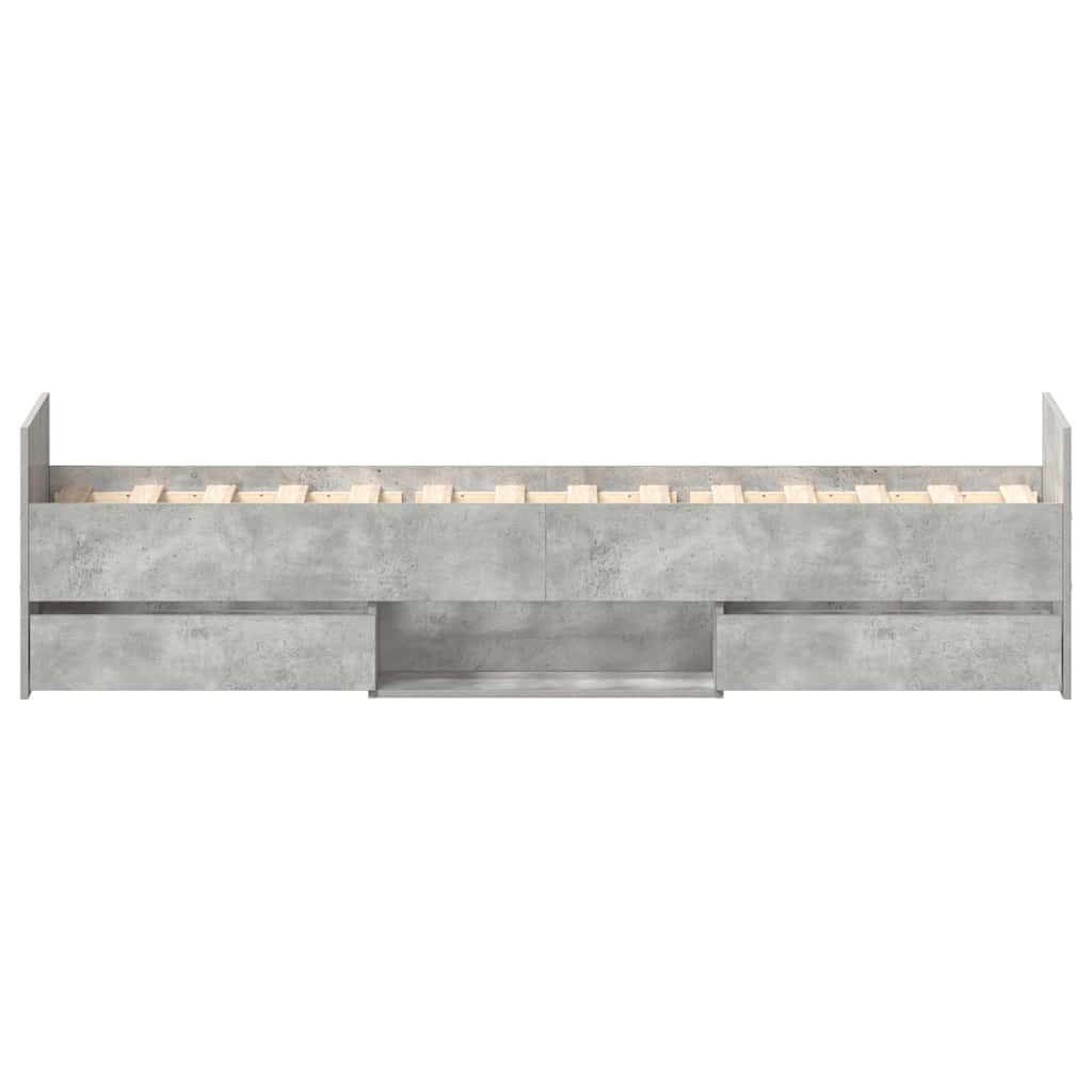 Sengeramme med hode- og fotgavl betonggrå 75x190 cm