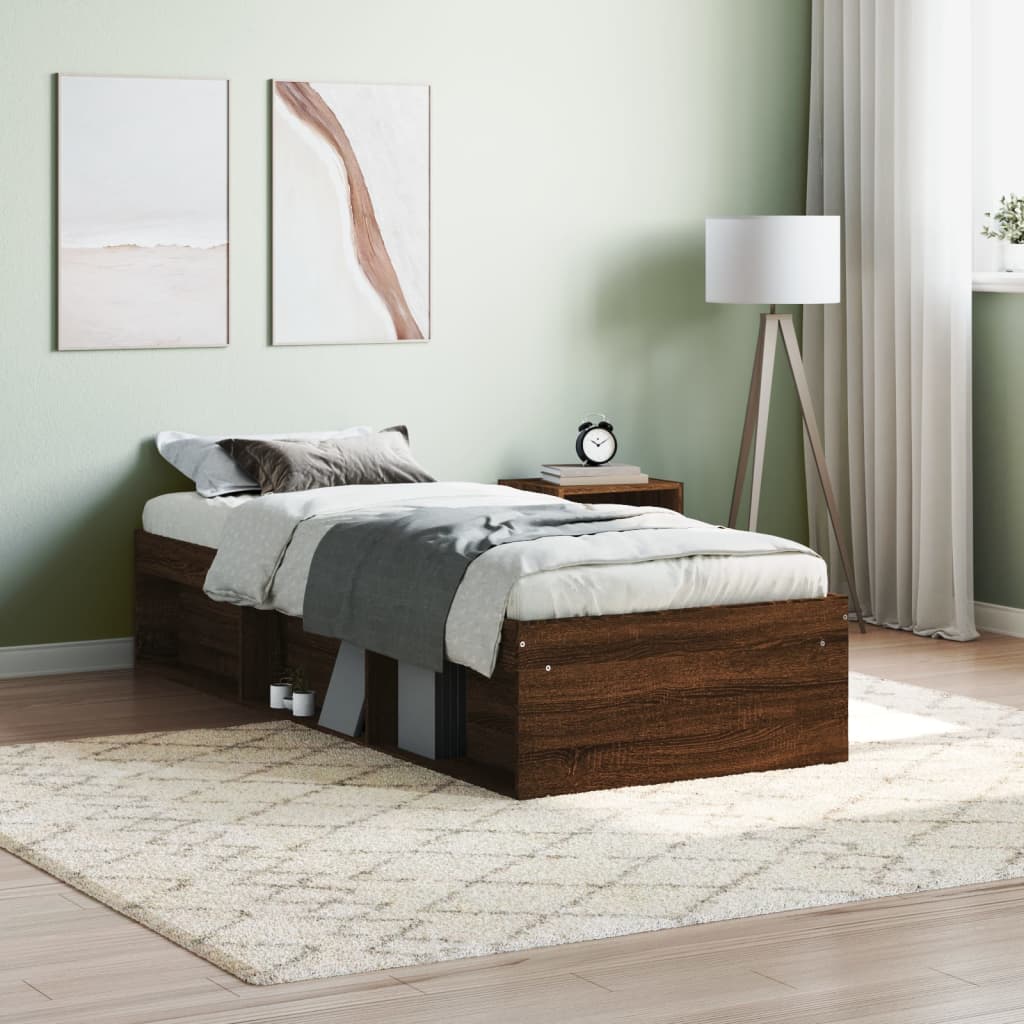 Sengeramme brun eik 75x190 cm