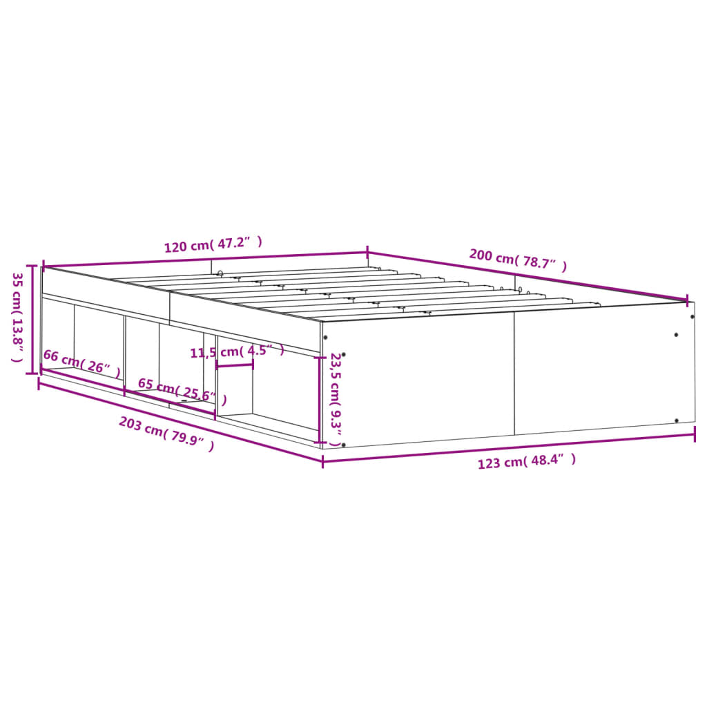 Sengeramme sonoma eik 120x200 cm