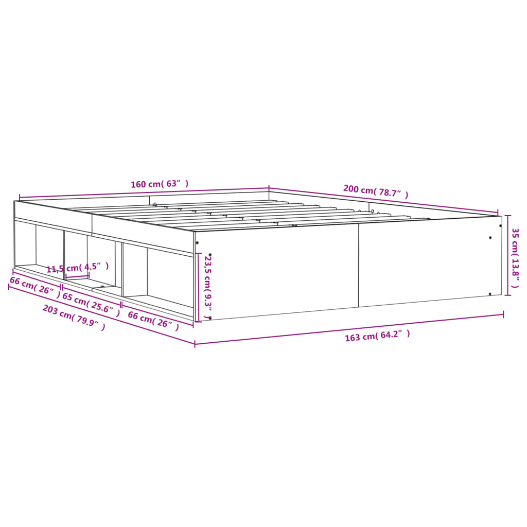 Sengeramme sonoma eik 160x200 cm