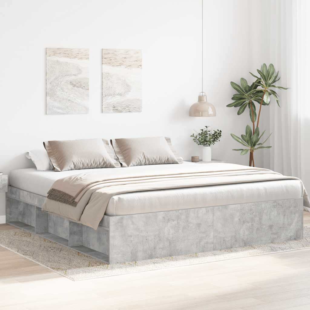 Sengeramme betonggrå 200x200 cm